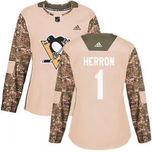 Women's Denis Herron Pittsburgh Penguins Adidas Authentic Camo Veterans Day Practice Jersey