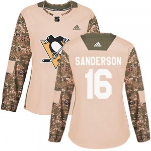 Women's Derek Sanderson Pittsburgh Penguins Adidas Authentic Camo Veterans Day Practice Jersey