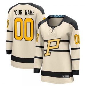 Women's Custom Pittsburgh Penguins Fanatics Branded Cream Custom 2023 Winter Classic Jersey