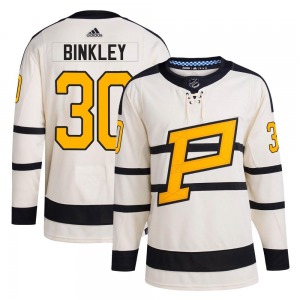 Youth Les Binkley Pittsburgh Penguins Adidas Authentic Cream 2023 Winter Classic Jersey