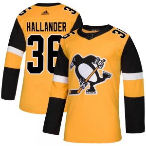 Youth Filip Hallander Pittsburgh Penguins Adidas Authentic Gold Alternate Jersey