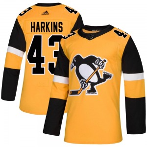 Youth Jansen Harkins Pittsburgh Penguins Adidas Authentic Gold Alternate Jersey