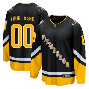 Youth Custom Pittsburgh Penguins Fanatics Branded Premier Black Custom 2021/22 Alternate Breakaway Player Jersey