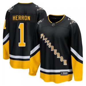 Youth Denis Herron Pittsburgh Penguins Fanatics Branded Premier Black 2021/22 Alternate Breakaway Player Jersey
