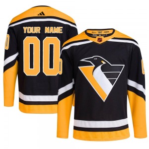 Custom Pittsburgh Penguins Adidas Authentic Black Custom Reverse Retro 2.0 Jersey