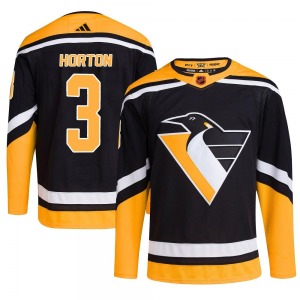 Tim Horton Pittsburgh Penguins Adidas Authentic Black Reverse Retro 2.0 Jersey