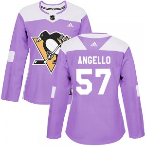 Women's Anthony Angello Pittsburgh Penguins Adidas Authentic Purple Fights Cancer Practice Jersey
