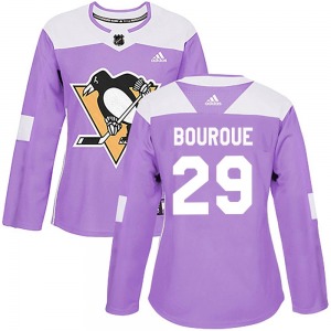 Women's Phil Bourque Pittsburgh Penguins Adidas Authentic Purple Fights Cancer Practice Jersey