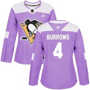 Women's Dave Burrows Pittsburgh Penguins Adidas Authentic Purple Fights Cancer Practice Jersey