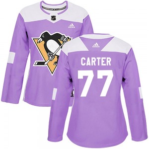 Women's Jeff Carter Pittsburgh Penguins Adidas Authentic Purple Fights Cancer Practice Jersey