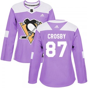 Women's Sidney Crosby Pittsburgh Penguins Adidas Authentic Purple Fights Cancer Practice Jersey
