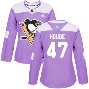 Women's Samuel Houde Pittsburgh Penguins Adidas Authentic Purple Fights Cancer Practice Jersey