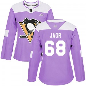Women's Jaromir Jagr Pittsburgh Penguins Adidas Authentic Purple Fights Cancer Practice Jersey