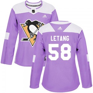 Women's Kris Letang Pittsburgh Penguins Adidas Authentic Purple Fights Cancer Practice Jersey
