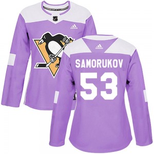 Women's Dmitri Samorukov Pittsburgh Penguins Adidas Authentic Purple Fights Cancer Practice Jersey