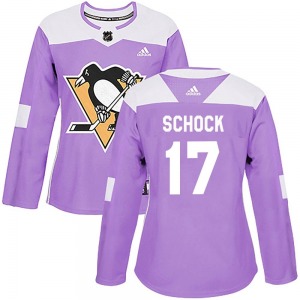 Women's Ron Schock Pittsburgh Penguins Adidas Authentic Purple Fights Cancer Practice Jersey
