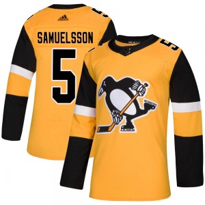 Ulf Samuelsson Pittsburgh Penguins Adidas Authentic Gold Alternate Jersey