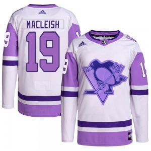 Youth Rick Macleish Pittsburgh Penguins Adidas Authentic White/Purple Hockey Fights Cancer Primegreen Jersey