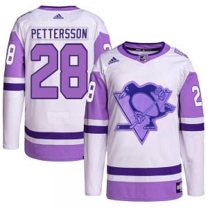 Youth Marcus Pettersson Pittsburgh Penguins Adidas Authentic White/Purple Hockey Fights Cancer Primegreen Jersey