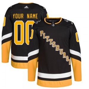 Custom Pittsburgh Penguins Adidas Authentic Black Custom 2021/22 Alternate Primegreen Pro Player Jersey