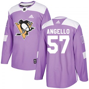 Youth Anthony Angello Pittsburgh Penguins Adidas Authentic Purple Fights Cancer Practice Jersey