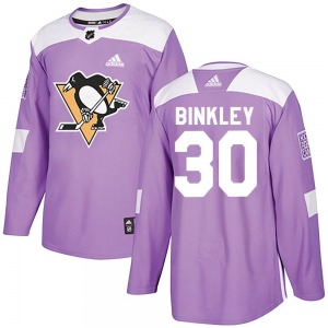Youth Les Binkley Pittsburgh Penguins Adidas Authentic Purple Fights Cancer Practice Jersey
