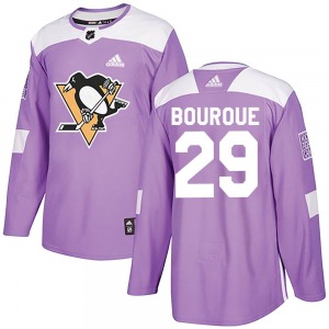Youth Phil Bourque Pittsburgh Penguins Adidas Authentic Purple Fights Cancer Practice Jersey