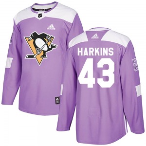 Youth Jansen Harkins Pittsburgh Penguins Adidas Authentic Purple Fights Cancer Practice Jersey