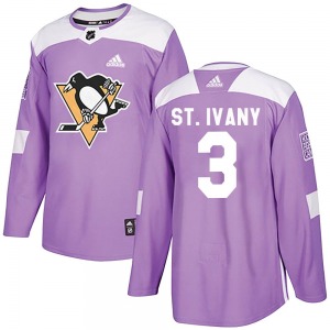 Youth Jack St. Ivany Pittsburgh Penguins Adidas Authentic Purple Fights Cancer Practice Jersey