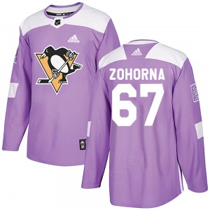 Youth Radim Zohorna Pittsburgh Penguins Adidas Authentic Purple Fights Cancer Practice Jersey