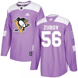Youth Sergei Zubov Pittsburgh Penguins Adidas Authentic Purple Fights Cancer Practice Jersey