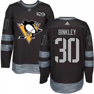 Les Binkley Pittsburgh Penguins Authentic Black 1917-2017 100th Anniversary Jersey
