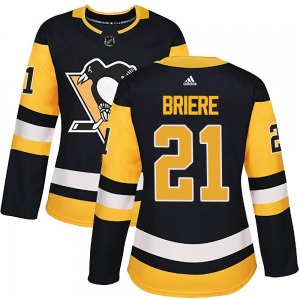 Women's Michel Briere Pittsburgh Penguins Adidas Authentic Black Home Jersey