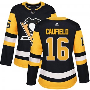 Women's Jay Caufield Pittsburgh Penguins Adidas Authentic Black Home Jersey