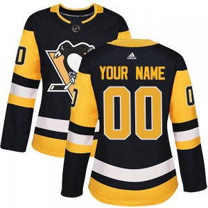 Women's Custom Pittsburgh Penguins Adidas Authentic Black Custom Home Jersey