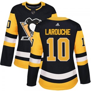 Women's Pierre Larouche Pittsburgh Penguins Adidas Authentic Black Home Jersey