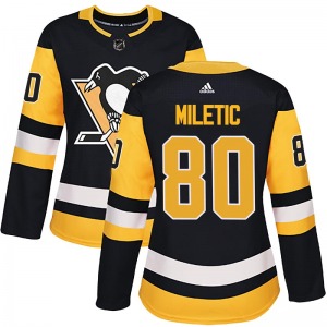 Women's Sam Miletic Pittsburgh Penguins Adidas Authentic Black Home Jersey