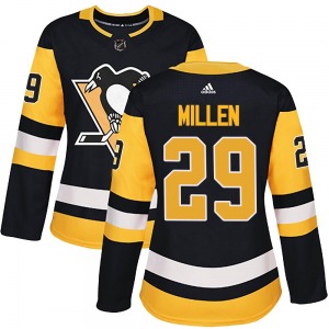 Women's Greg Millen Pittsburgh Penguins Adidas Authentic Black Home Jersey