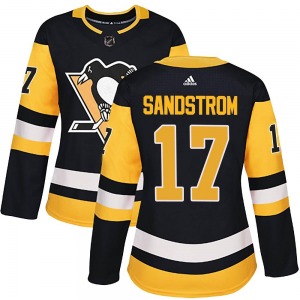 Women's Tomas Sandstrom Pittsburgh Penguins Adidas Authentic Black Home Jersey