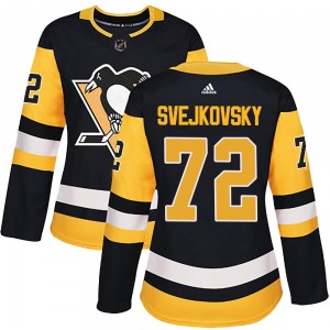 Women's Lukas Svejkovsky Pittsburgh Penguins Adidas Authentic Black Home Jersey