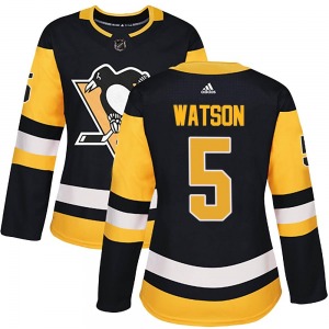 Women's Bryan Watson Pittsburgh Penguins Adidas Authentic Black Home Jersey