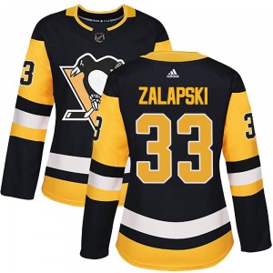 Women's Zarley Zalapski Pittsburgh Penguins Adidas Authentic Black Home Jersey