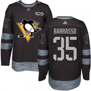 Youth Tom Barrasso Pittsburgh Penguins Authentic Black 1917-2017 100th Anniversary Jersey