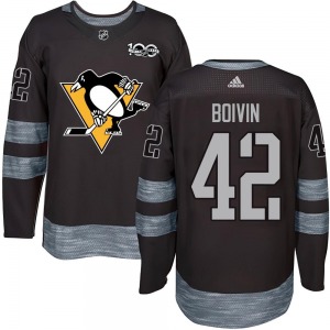 Youth Leo Boivin Pittsburgh Penguins Authentic Black 1917-2017 100th Anniversary Jersey