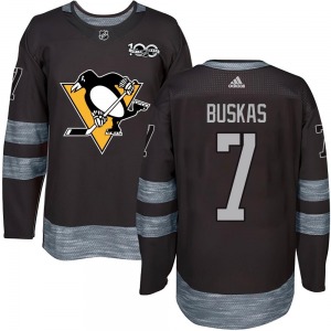 Youth Rod Buskas Pittsburgh Penguins Authentic Black 1917-2017 100th Anniversary Jersey