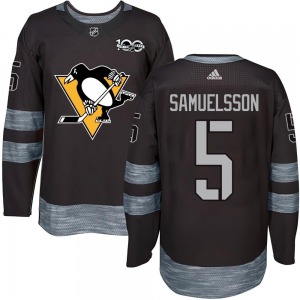 Youth Ulf Samuelsson Pittsburgh Penguins Authentic Black 1917-2017 100th Anniversary Jersey
