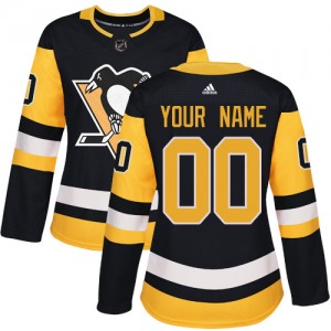 Women's Custom Pittsburgh Penguins Adidas Authentic Black Home Jersey