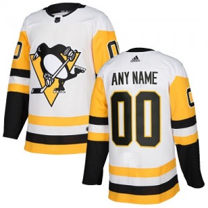 Youth Custom Pittsburgh Penguins Adidas Authentic White Away Jersey