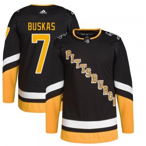 Youth Rod Buskas Pittsburgh Penguins Adidas Authentic Black 2021/22 Alternate Primegreen Pro Player Jersey