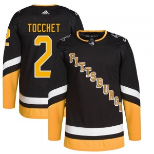 Youth Rick Tocchet Pittsburgh Penguins Adidas Authentic Black 2021/22 Alternate Primegreen Pro Player Jersey